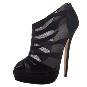 Jimmy Choo Black Nylon and Suede Kerfield Ankle Booties Size 39